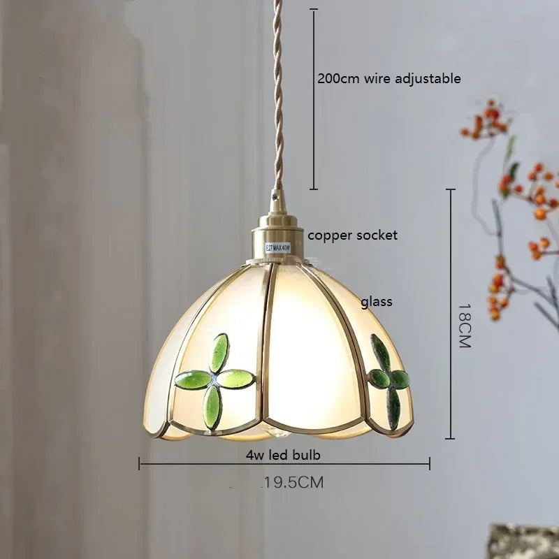 Afralia™ Colorful Glass Copper LED Pendant Light for Kitchen Bedroom Living Room Loft