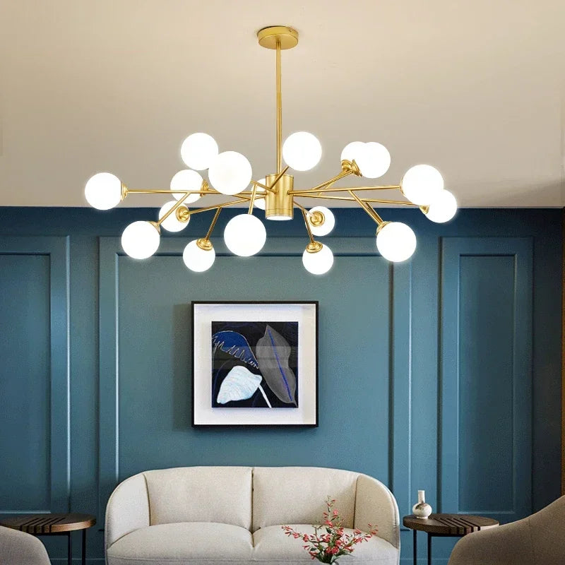 Afralia™ Gold Black LED Ceiling Chandelier for Living Room Bedroom Lighting Fixtures