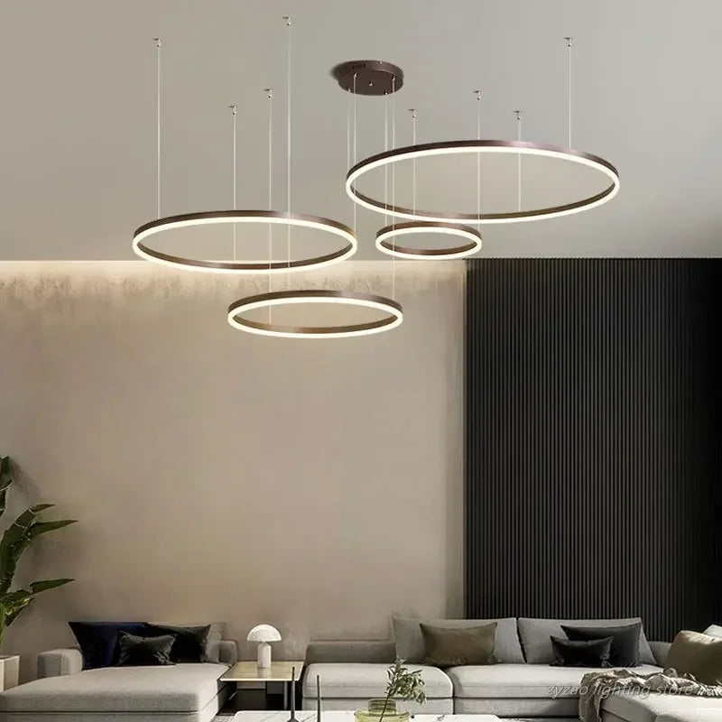 Afralia™ Modern Polar Ring LED Chandelier for Home Living Room Decor and Kitchen Lighting