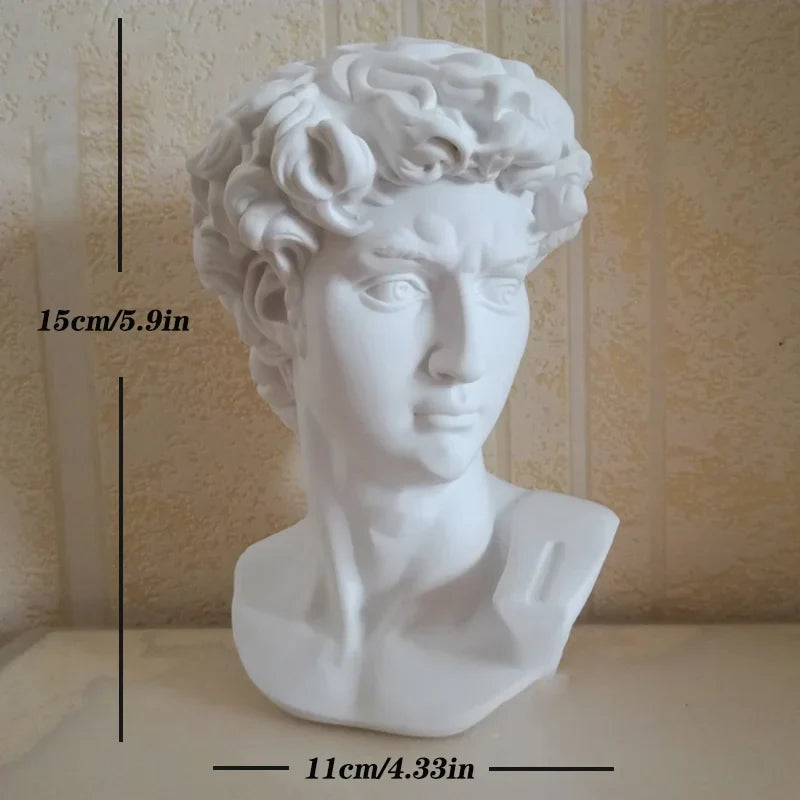 Afralia™ David Statue Head Sculpture Mini Gypsum Resin Art Craft Home Decor