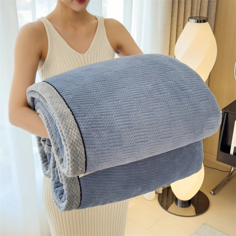 Afralia™ Cozy Carved Velvet Blanket | Warm, Soft & Breathable | Autumn Winter Sofa Bed Throw
