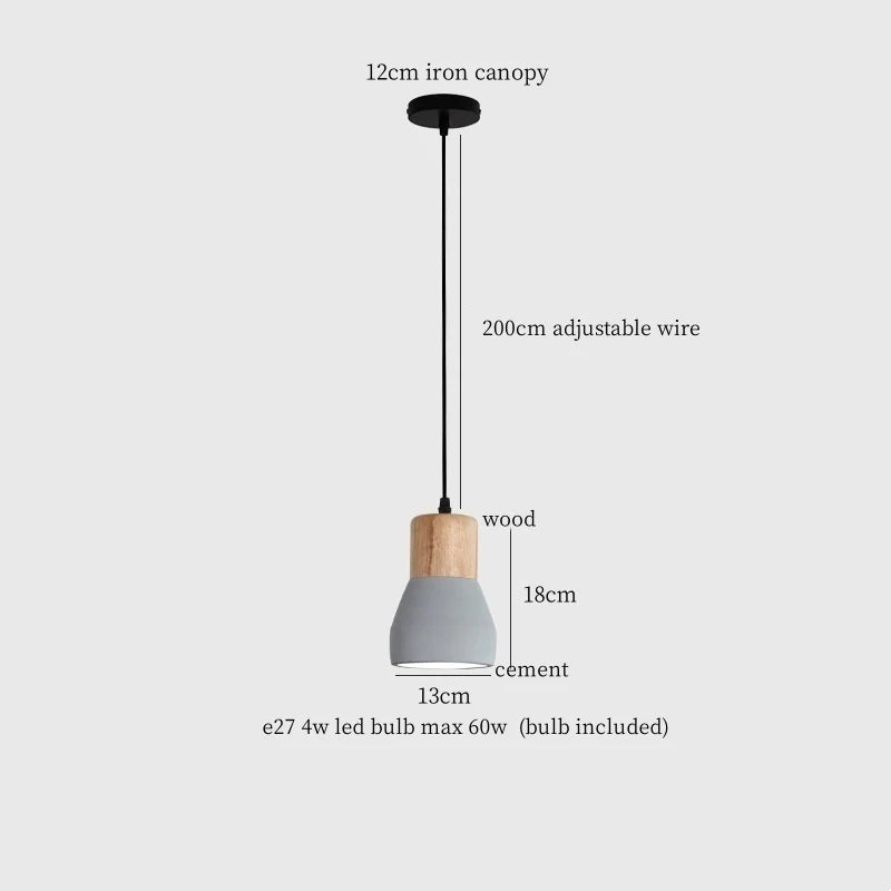 Afralia™ Cement LED Pendant Lamp Industrial Decor Bedroom Living Room Bar Cafe