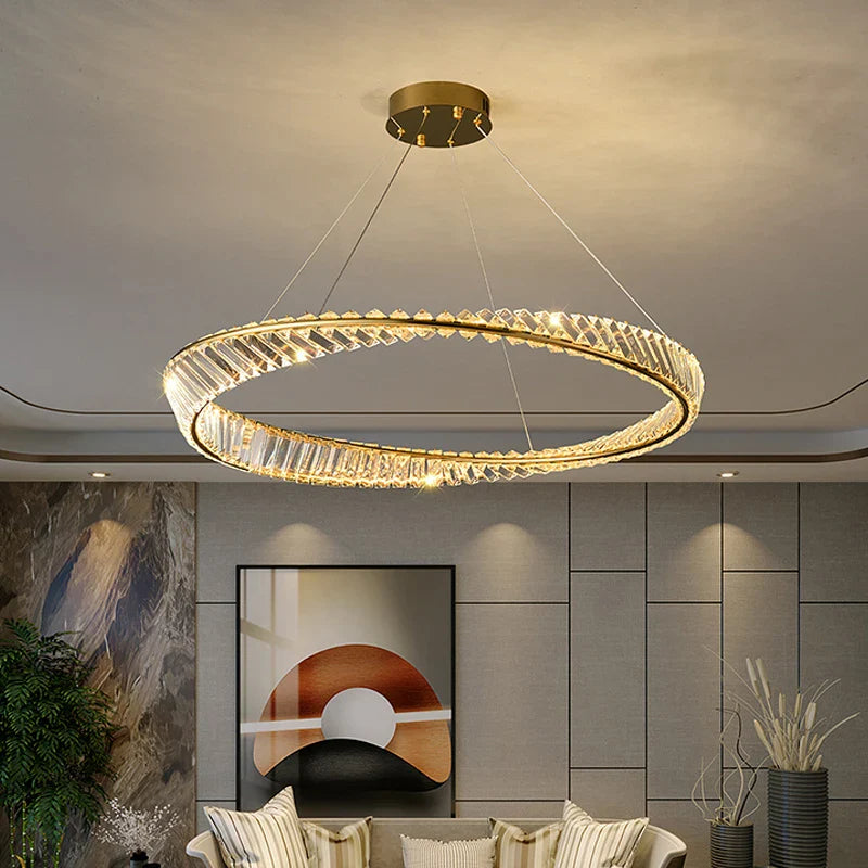 Afralia™ LED Crystal Chandelier Dimmable Luxe Halo Alloy Fixture