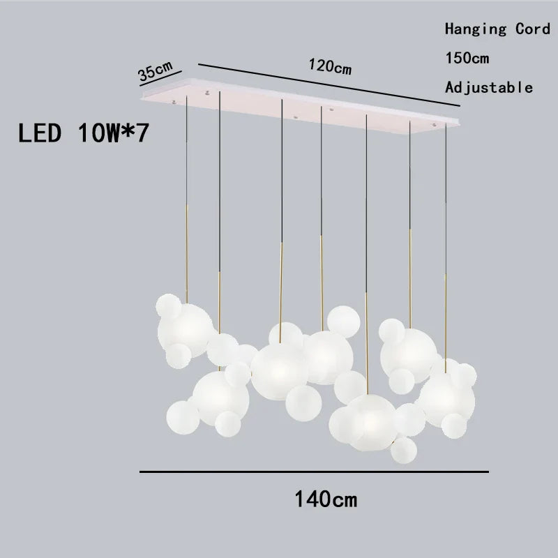 Afralia™ Round LED Glass Pendant Light, Modern White Bubble Lampshade for Home Ceiling Decor