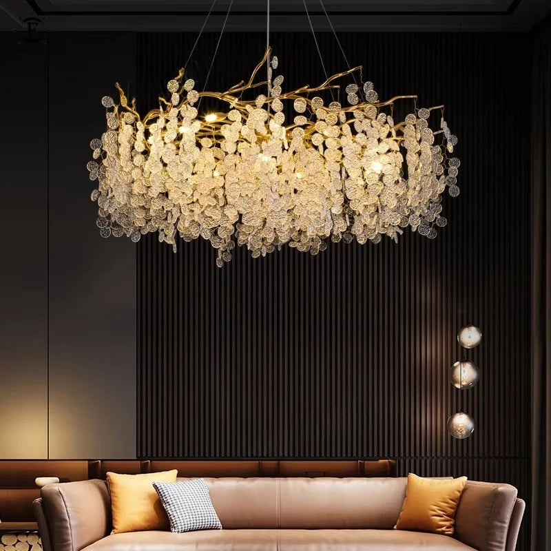 Afralia™ Luxe Crystal Ceiling Chandelier for Living Room - LED Indoor Lighting