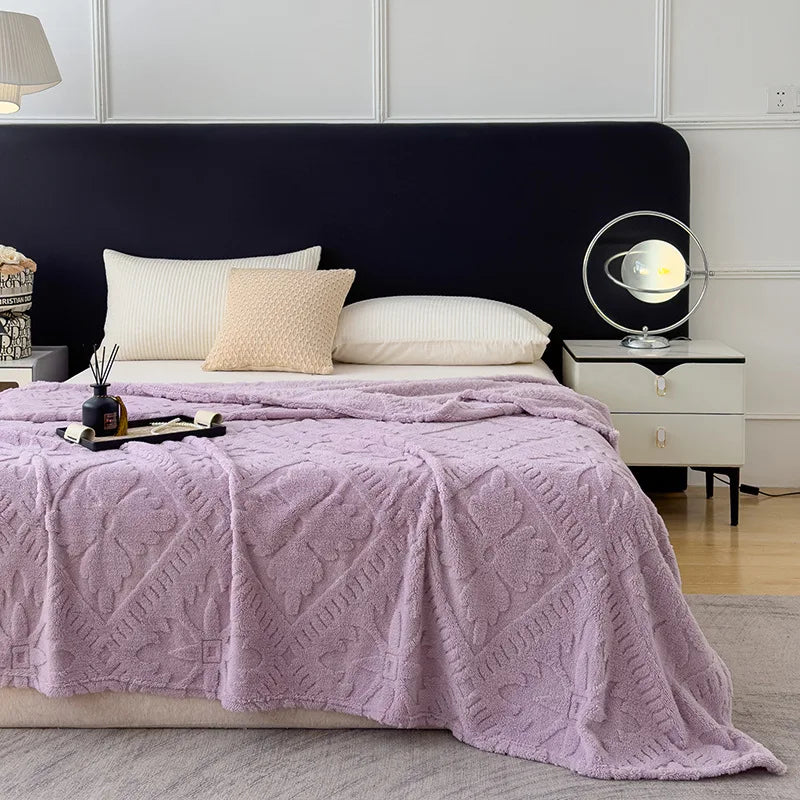Afralia™ Taffeta Velvet Jacquard Coral Fleece Blanket: Warm, Skin-Friendly, Multi-Functional Sofa Cover