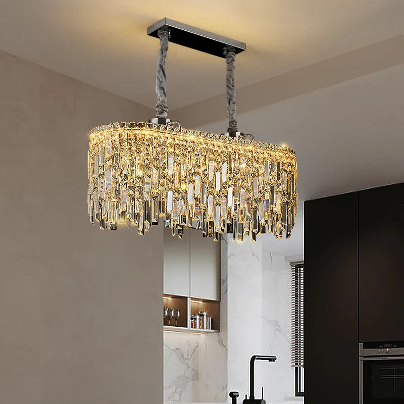 Afralia™ Gold Crystal LED Chandelier Modern Ring Pendant Ceiling Lamp