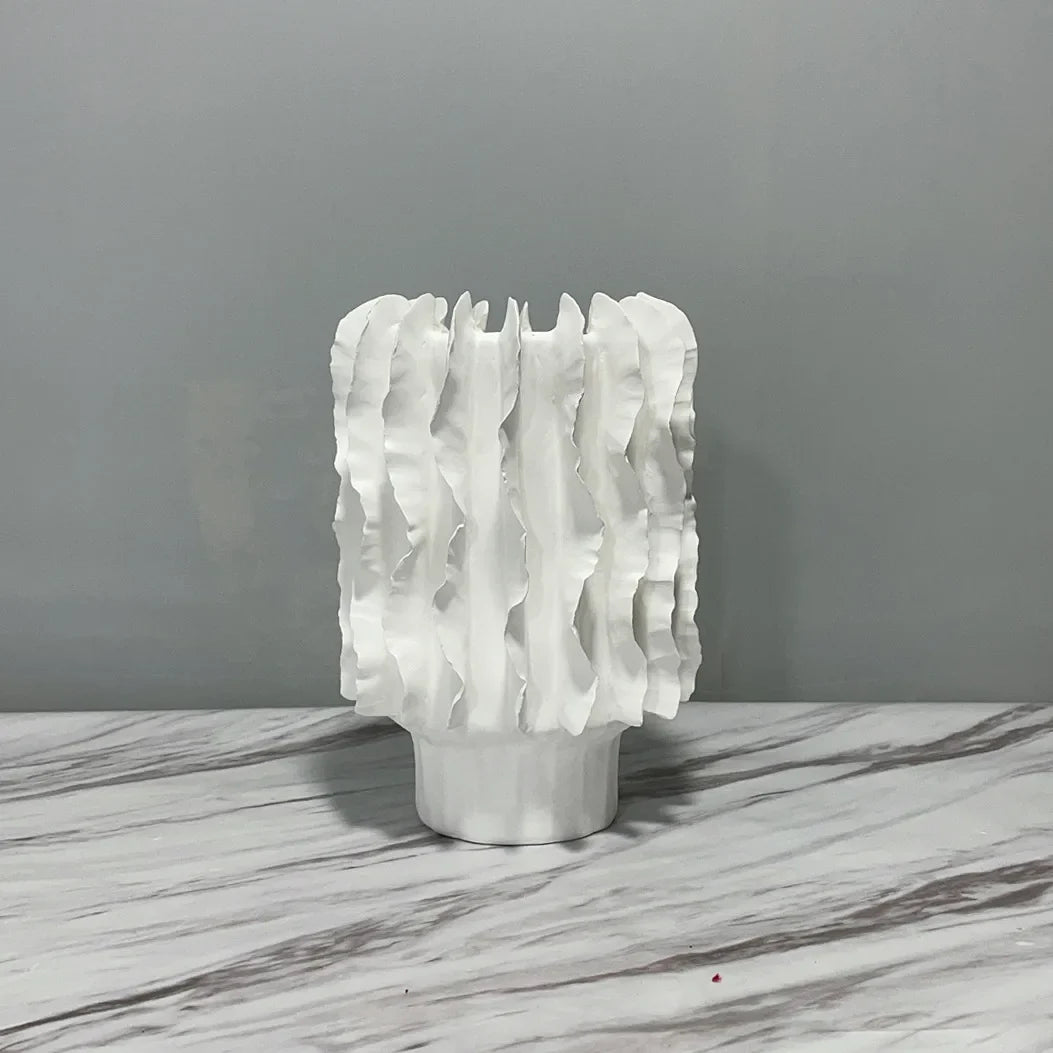 Afralia™ Hand-Stacked Pleated Ceramic Vase, Irregular Ripples, Home Decor Accessory