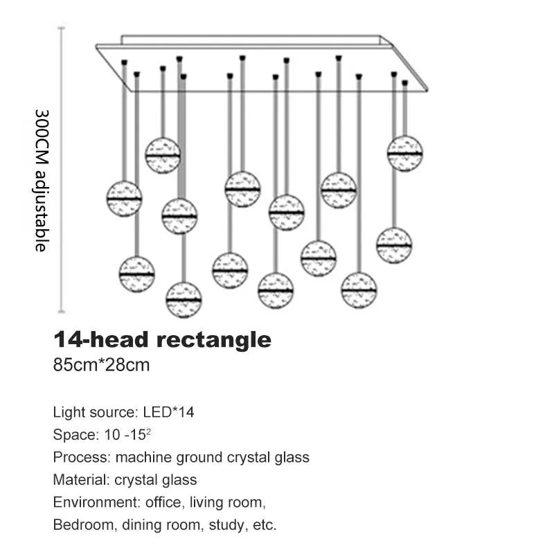 Afralia™ Crystal Ball LED Chandelier for Modern Living Room & Bedroom décor