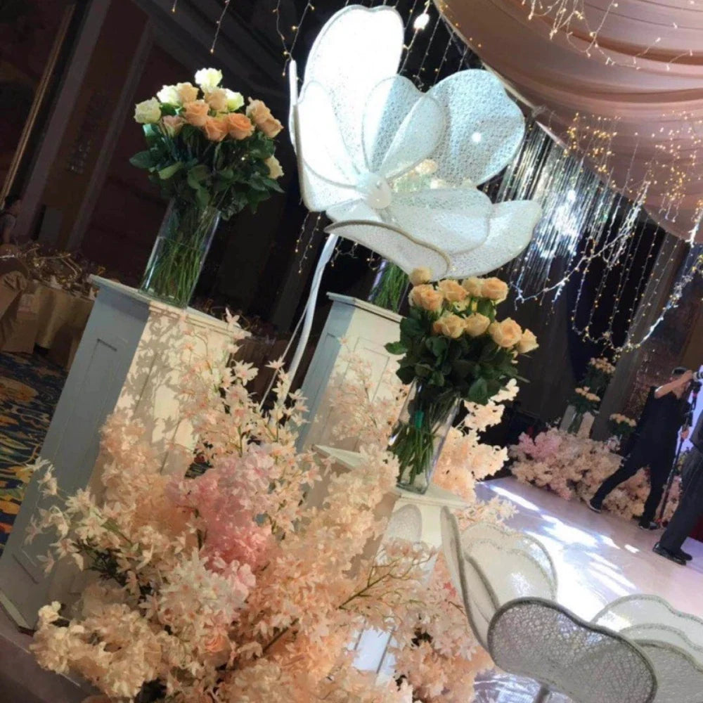 Luminous LED White Lace Flower Lamp for Wedding and Events by Afralia™