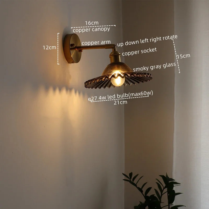 Afralia™ LED Green Glass Wall Light for Home Decor, Japanese Style, Bedroom, Living Room