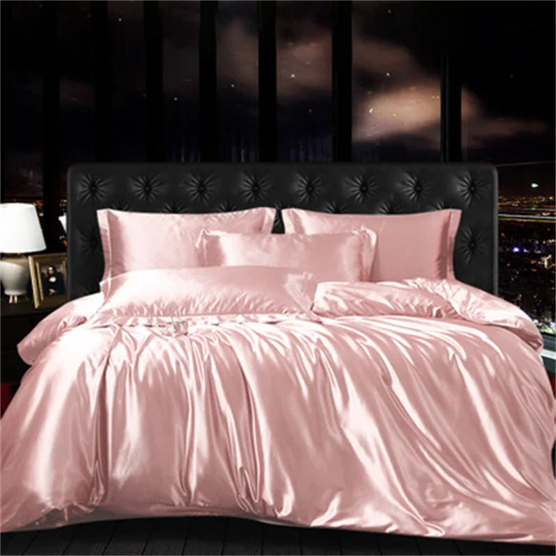 Afralia™ Mulberry Silk-blend Satin Duvet Cover Set for King & Queen Beds