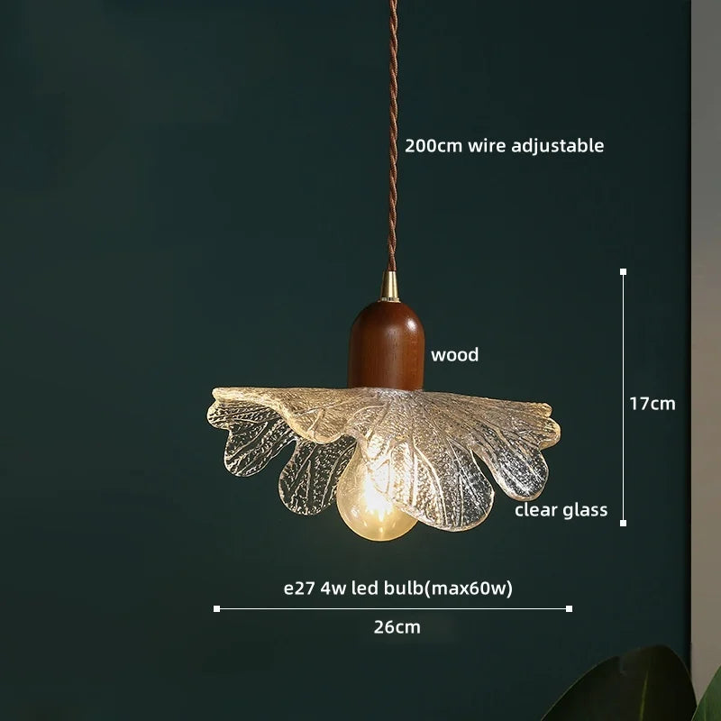 Afralia™ Japanese Style Copper Glass Chandelier Pendant Lights for Living Room Bedroom Bar