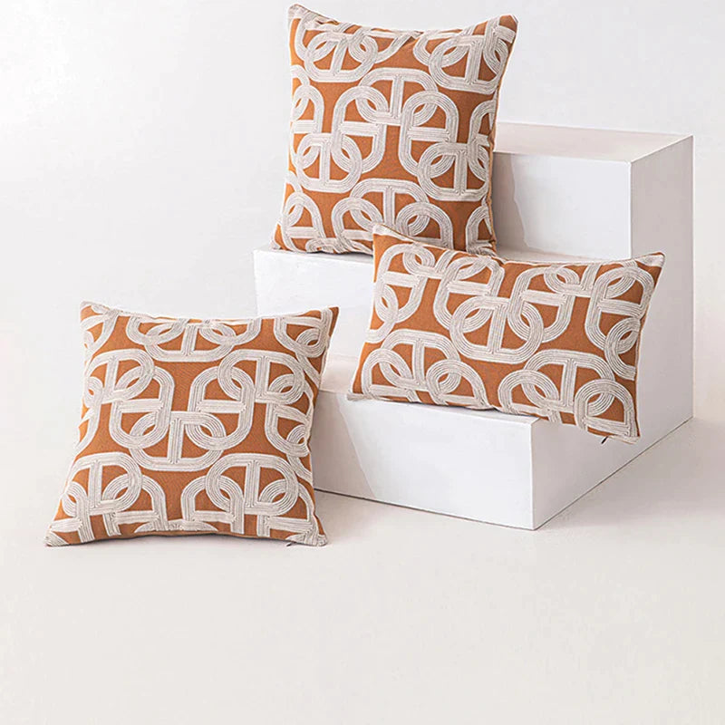 Afralia™ Brown Coffee Geometric Jacquard Cushion Cover: High Precision & Light Luxury Modern Pillow Case for Home Decor