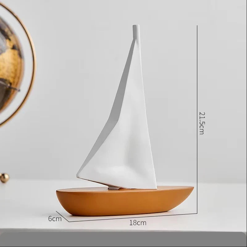 Afralia™ Sailboat Resin Sculpture Desk Decoration Modern Artwork Ornaments Glass Crafts