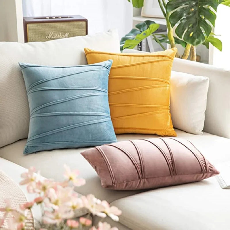 Afralia™ Velvet Throw Pillow Covers for Sofa Bed Living Room - Square Pillow Cases