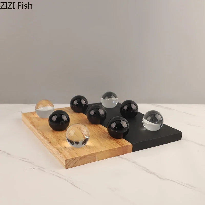 Afralia™ Wood Chessboard Set with Crystal Chess Pieces – Minimalistic Desk Decoration and Casual Game