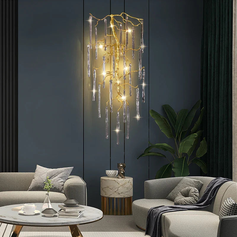 Afralia™ Modern Crystal Ice Bar Wall Lamp for Living Room Bedroom - High-grade Artpiece