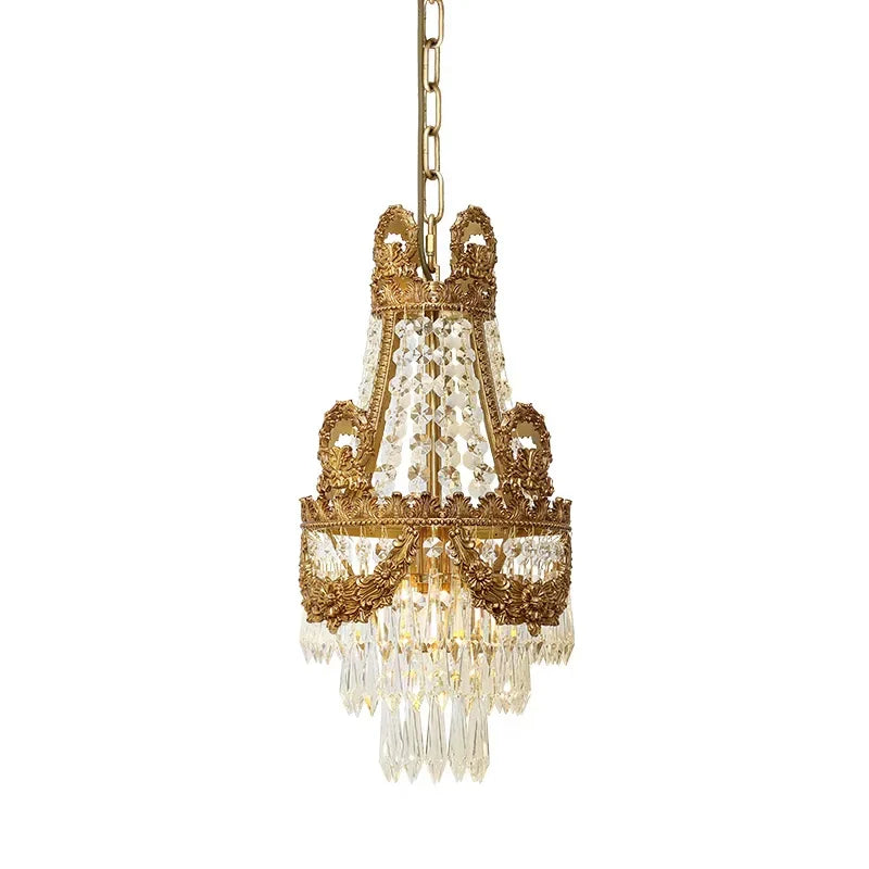 Afralia™ Royal Crown Crystal Drop Pendant Chandelier