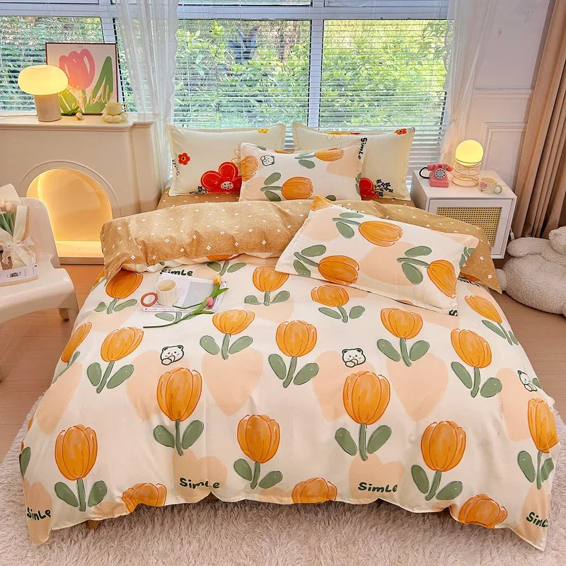 Afralia™ Plant Printed Brushed Single Duvet Cover for Cozy Winter Nights