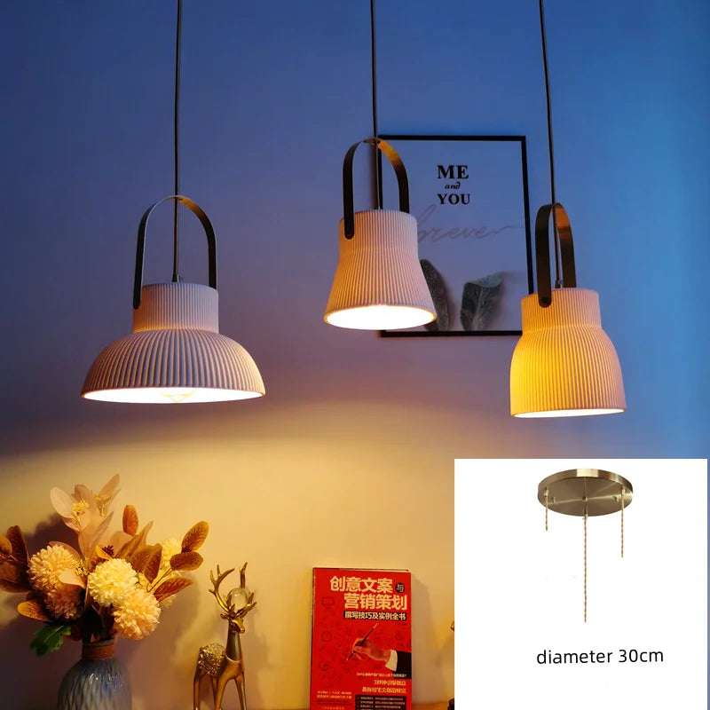 Afralia™ White Ceramic LED Pendant Light for Living Room Kitchen Bedroom