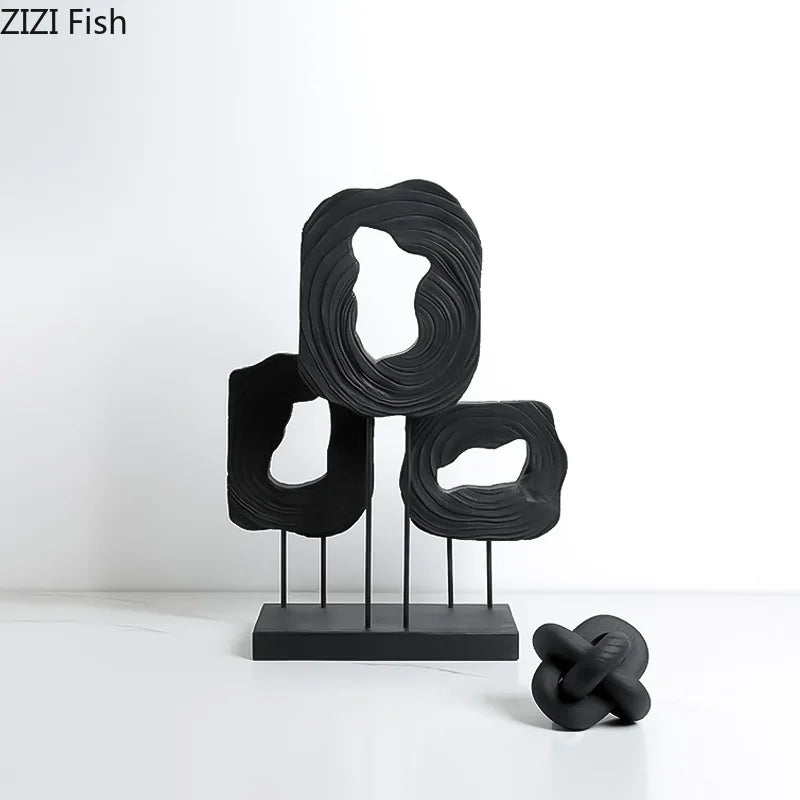 Afralia™ Triangle Hollow Out Wood Sculpture Desk Ornament Artwork Decor