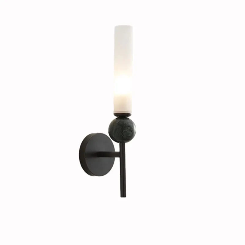 Afralia™ Black Green Marble Wall Lamp Sconce with Copper Acrylic Lampshade