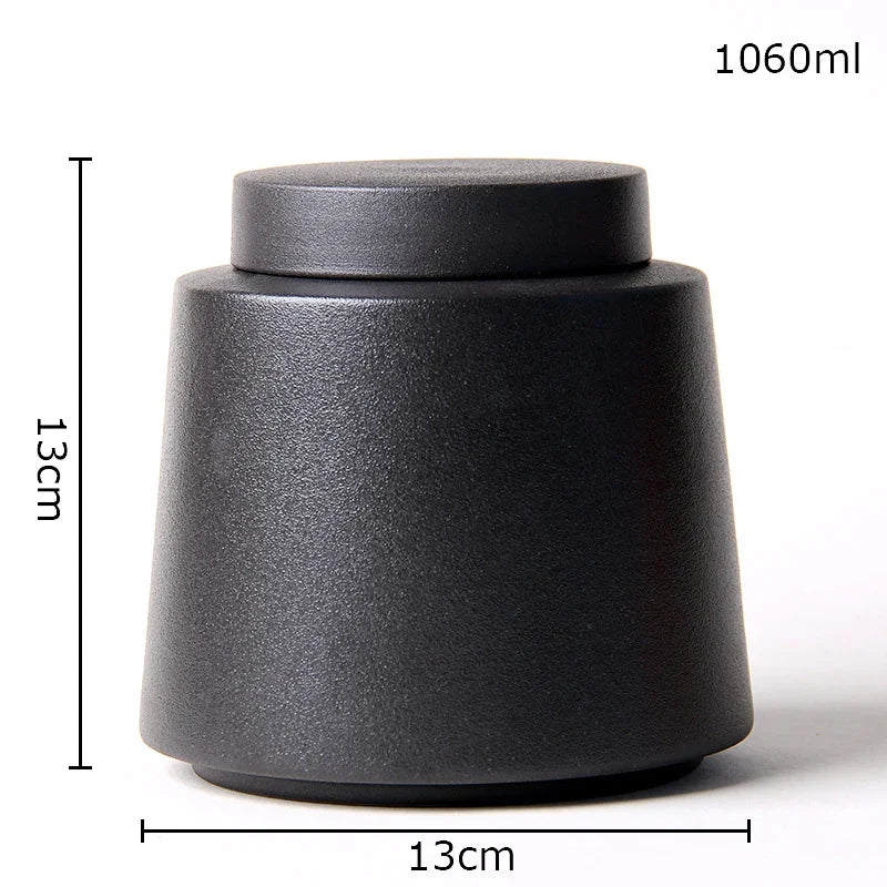 Afralia™ Ceramic Tea Canister | Sealed Coffee Storage Jar | Rough Pottery Tea Caddy