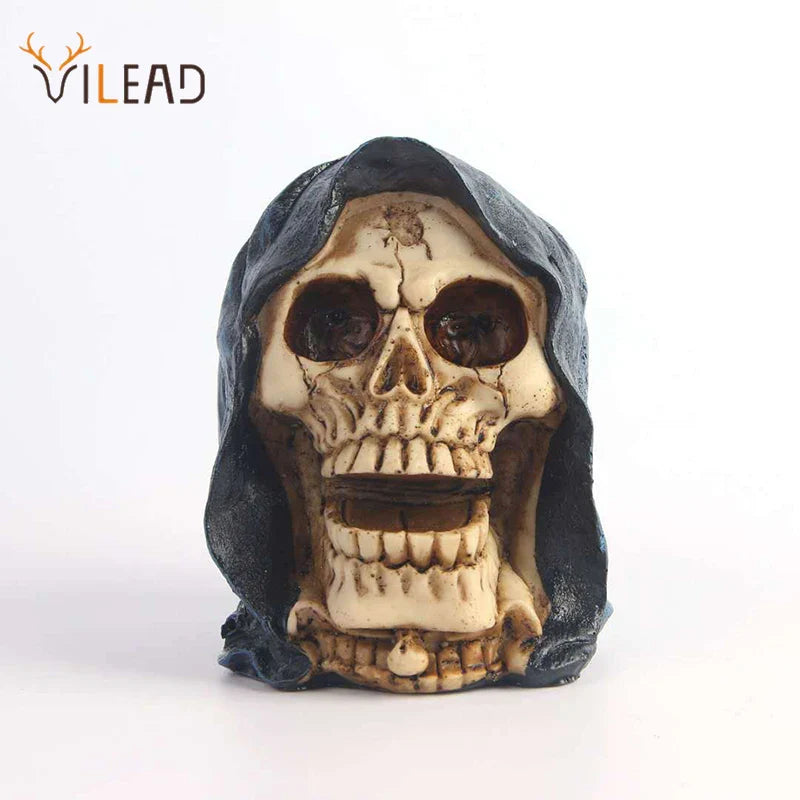 Afralia™ Gothic Resin Skull Statue Decor for Halloween Horror Party