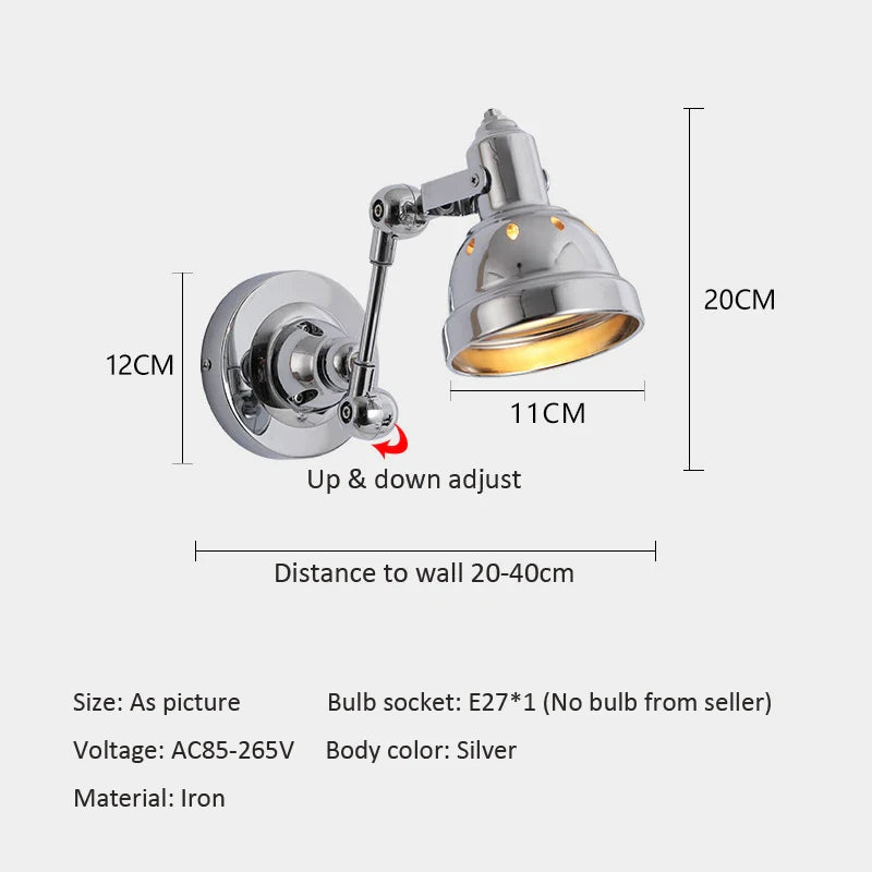 Afralia™ Adjustable Folding Industrial Wall Light for Cafe Restaurant Bar Hotel