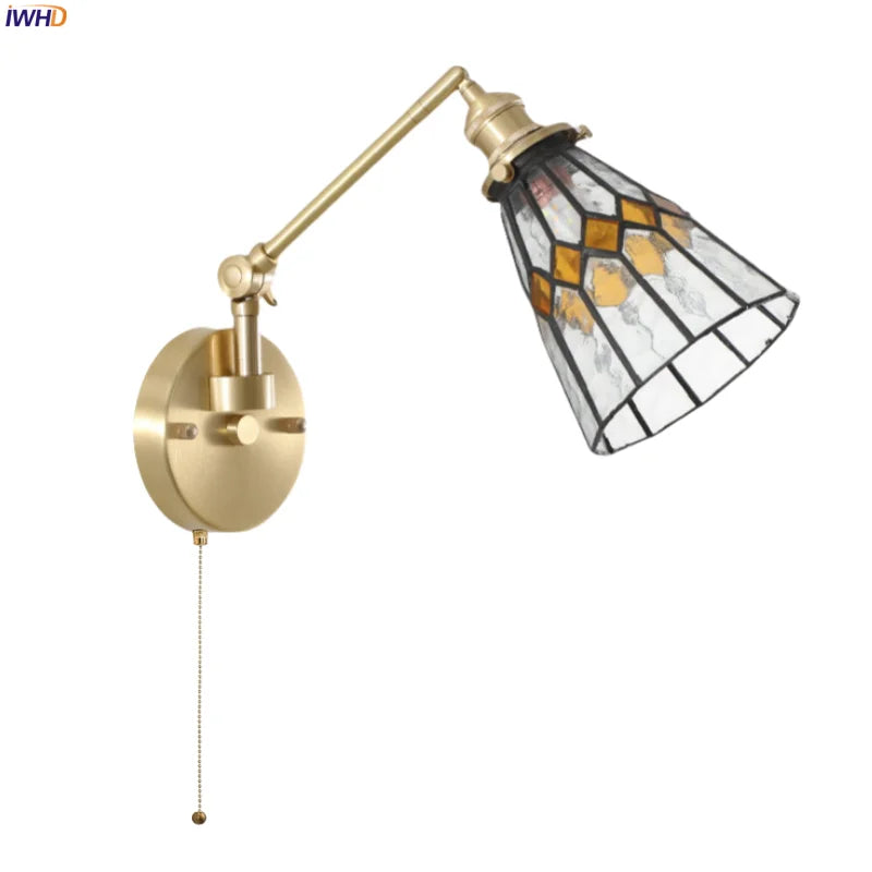 Afralia™ Tiffany Glass LED Wall Lamp Colorful for Living Room Bathroom Mirror Rotation