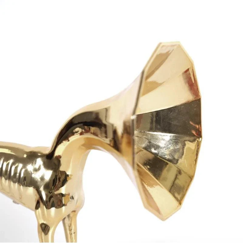 Afralia™ Abstract Golden Trumpet Dog Sculpture Home Decor Simulated Animal Figurine