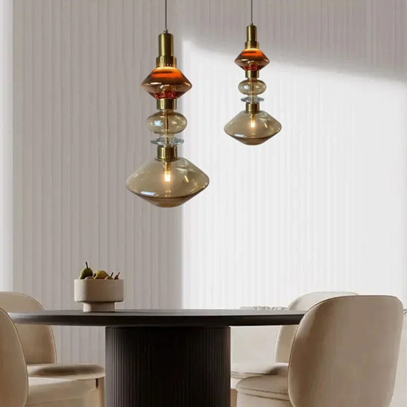 Afralia™ Amber Glass Pendant Light: Vintage American Style for Hotel Bedroom, Restaurant, Bar