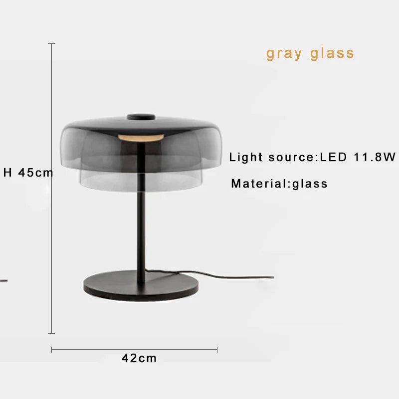 Afralia™ Glass Mushroom Table Lamp Luxury Minimalist Desk Light Nightstand Decor