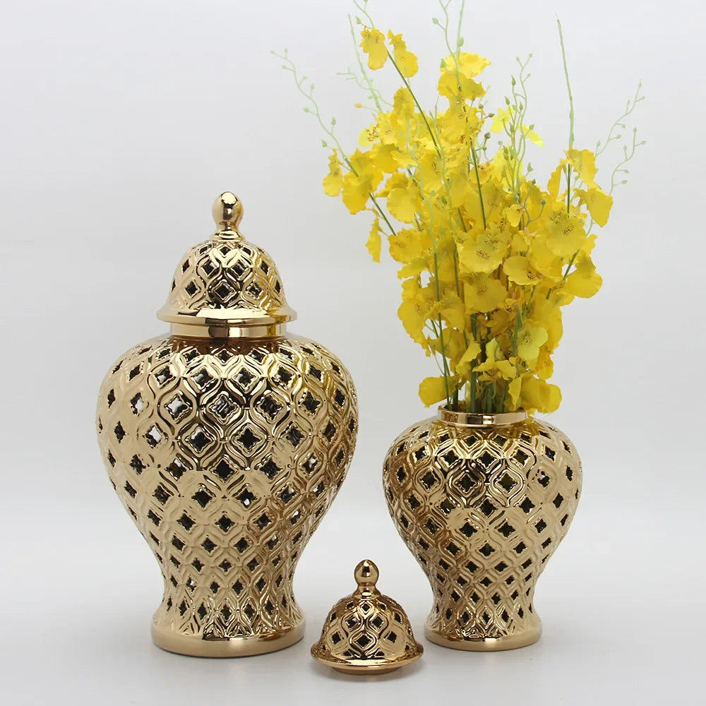 Afralia™ Hollow Out General Jar Vase Art Decorative Home Decoration