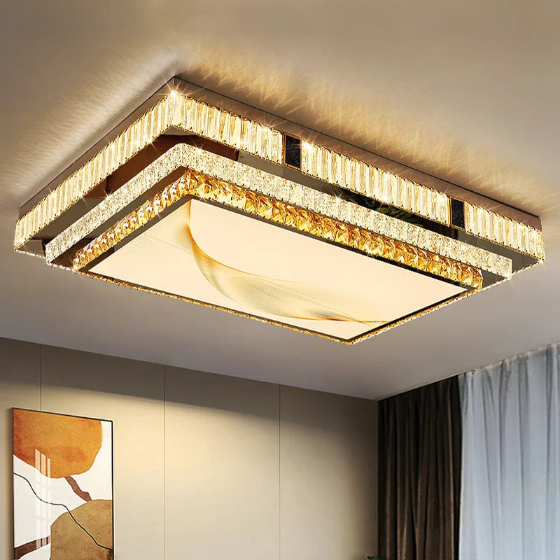 Afralia™ Gold Crystal Ceiling Lights for Modern Home Decor