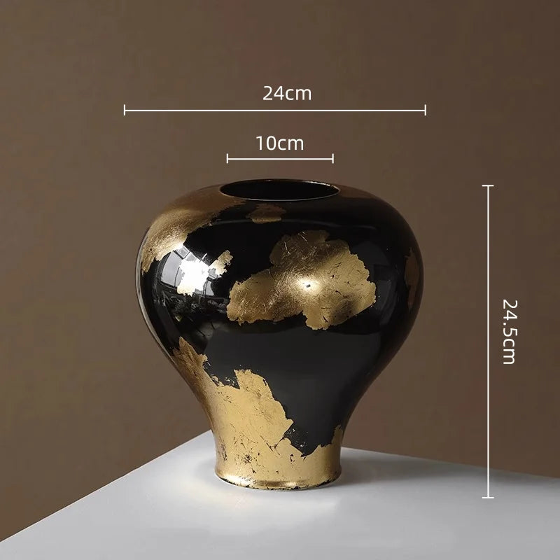 Afralia™ Gold Foil Ceramic Vase for Flower Arrangement and Home Decoration