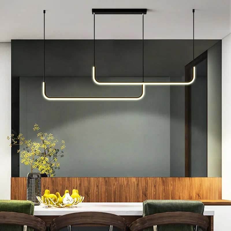 Afralia™ Nordic Minimalist Line Pendant Light for Dining Room Tables and Bar Counters