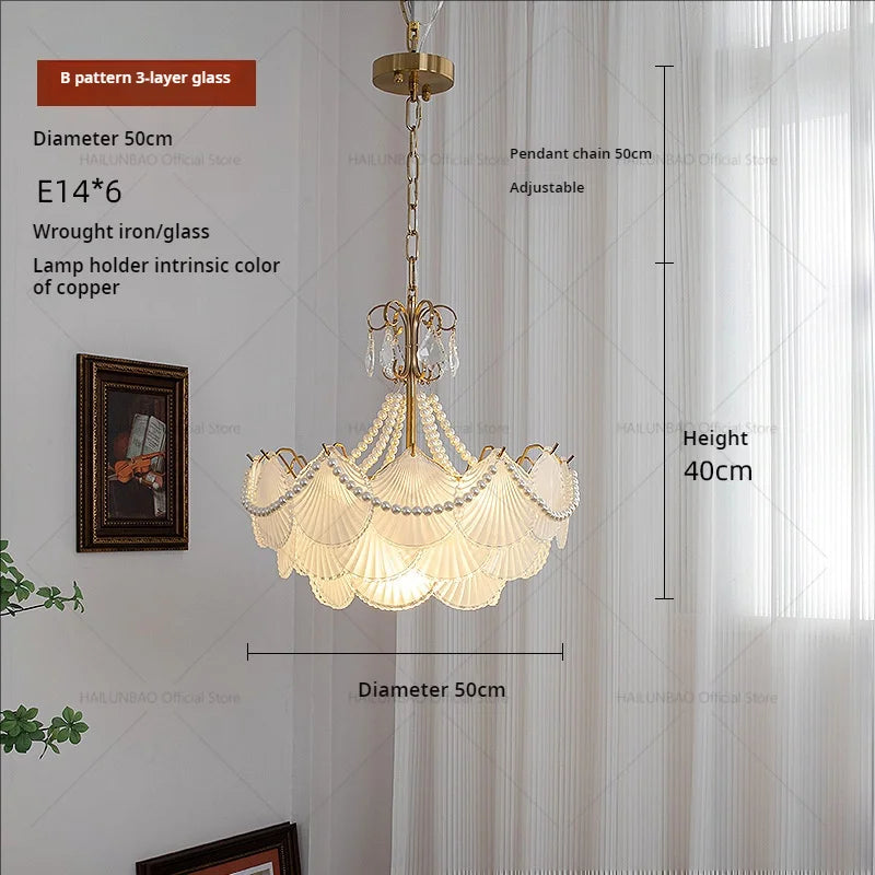 Afralia™ Shell Pearl Glass Crystal Chandelier for Modern Luxury Living Room