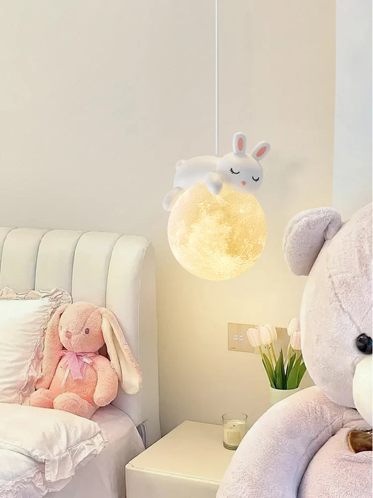 Afralia™ Moon LED Chandelier for Children's Room, Bedroom, Dining Room - Modern and Creative Lighting