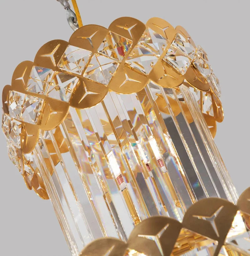 Afralia™ Gold Stainless Steel Crystal Chandelier Pendant Light for Large Home Decor