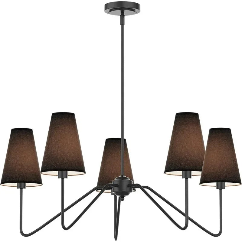 Afralia™ Vintage Chandelier Kitchen Island Lighting Classic Fabric Lampshade Polished Gold/Black