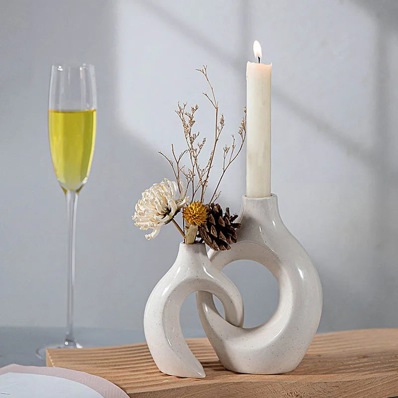 Afralia™ Ceramic Donut Candle Holder for Home Decor and Table Centerpiece