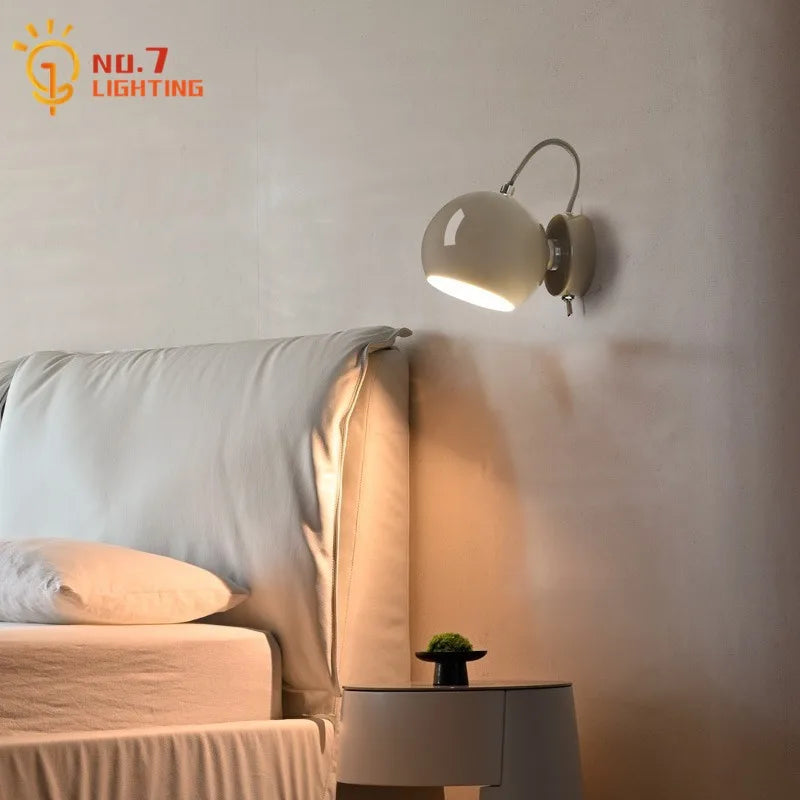 Afralia™ Cream Wind LED Wall Lamp, Rotatable Minimalist Iron Art Sconces for Bedroom & Living Room