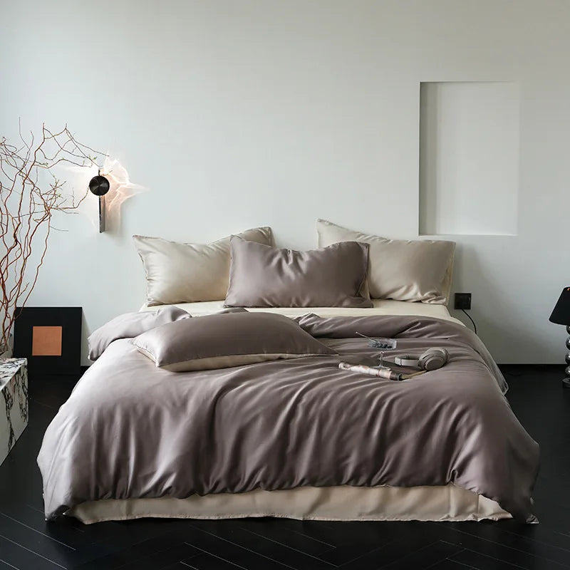 Afralia™ Silk Comforter Set: Super Soft Cooling Bedding in Solid Colors