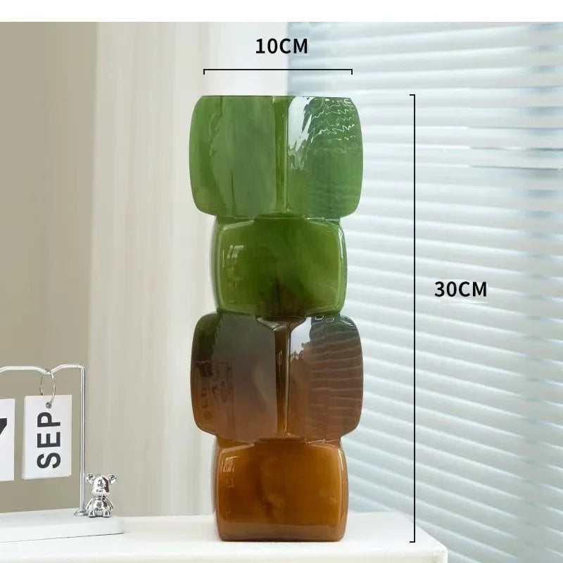 "Afralia™ Gradient Glass Vase for Flower Arrangement and Home Decoration"