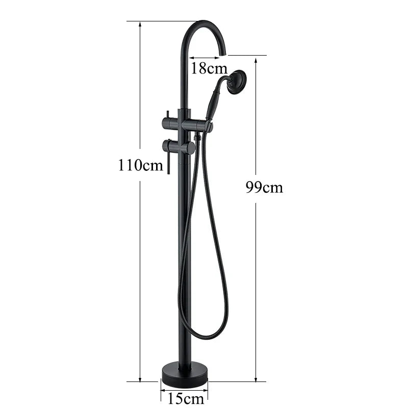 Afralia™ Matte Black Bathtub Mixer Tap with 360 Rotation Spout, Hand Shower, Dual Handle