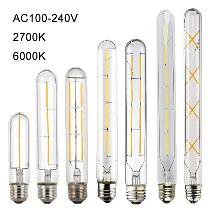 Afralia™ LED Filament Tubular Edison Bulb 6000K T10 T185 T225 T30 T300 4W 6W 8W