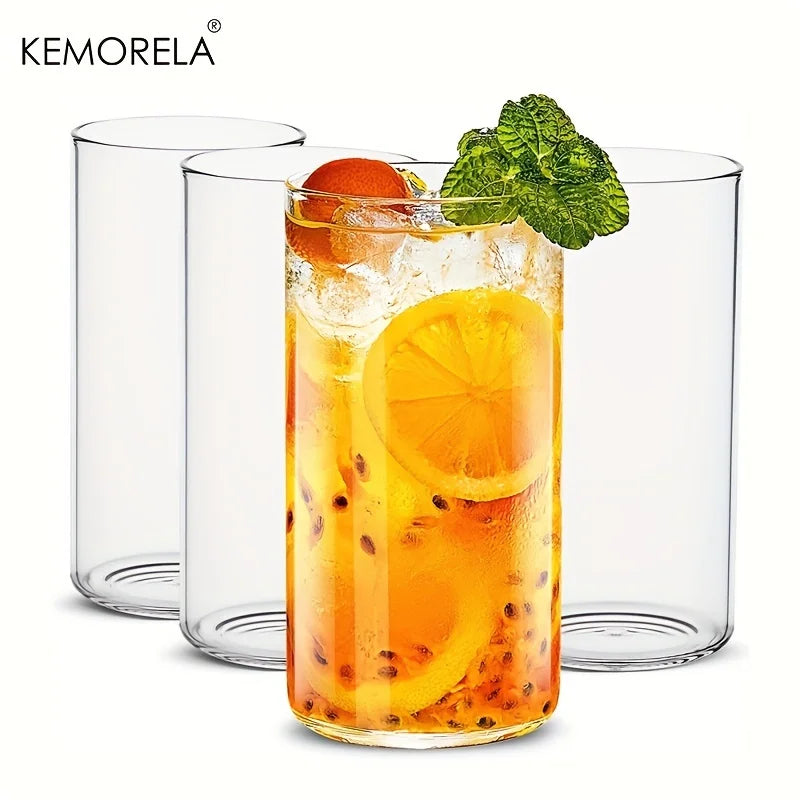 Afralia™ Set of 4 Thin Highball Drinking Glasses - Clear and Elegant Glassware for Various Beverages