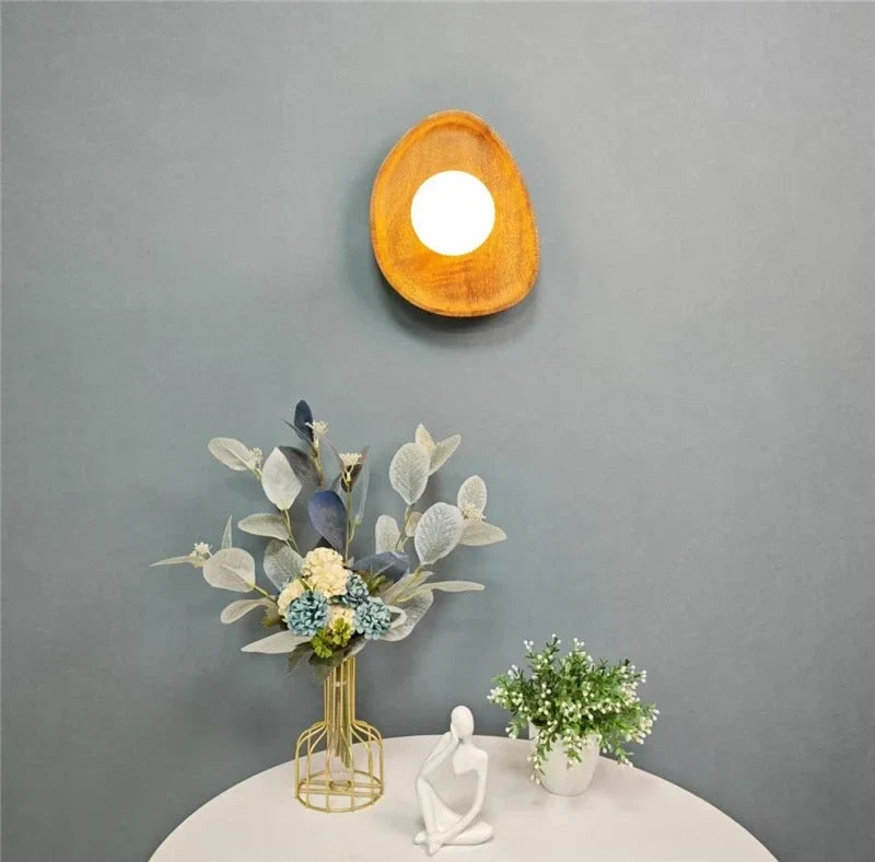 Afralia™ Vintage Wooden Wall Sconce LED Lights for Home Art, Bedroom & Living Room